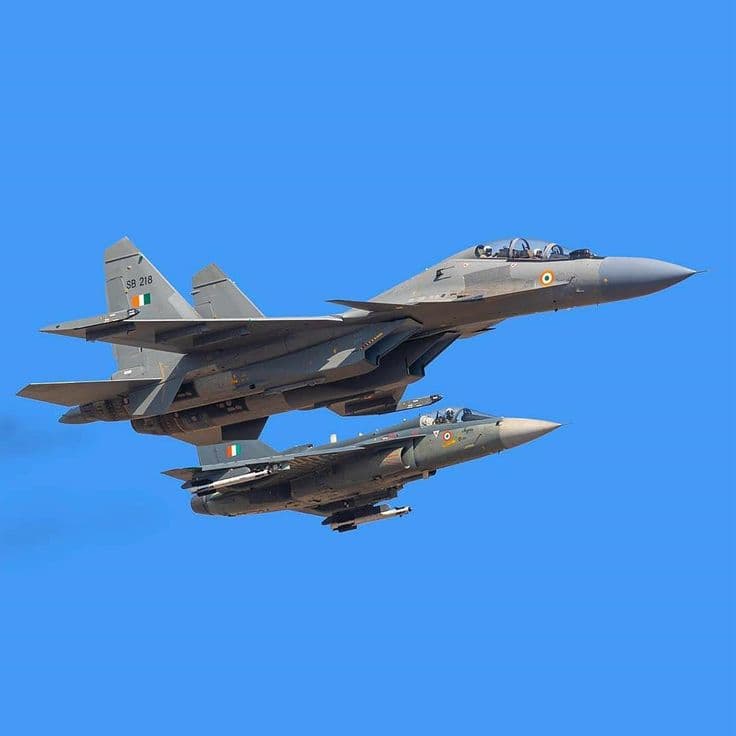 Indian Air Force fighter jets flying in formation